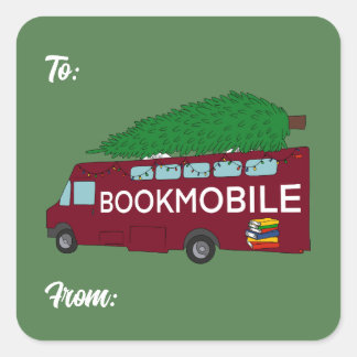 Bibliothèque mobile avec étiquette de Noël arbre d