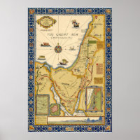 Biblische Karte des Heiligen Landes Poster
