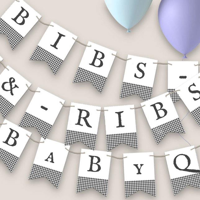 Bibs & Ribs BaByQ Bearbeitbar Graue Karierte Babyd Wimpelkette (Von Creator hochgeladen)