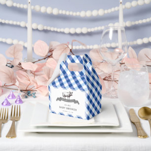 Bibs & Ribs BBQ Rustic Navy Gingham Babyparty Geschenkschachtel