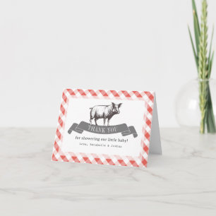 Bibs & Ribs BBQ Rustikales Rotkariertes Babyshower Dankeskarte