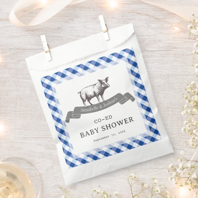 Bibs & Ribs BBQ Rustikalisches Navy Gingham Babysh Geschenktütchen (Ausgeschnitten)