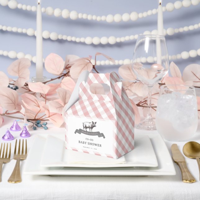Bibs & Ribs GRILLEN Rustic Pink Gingham Kinderdusc Geschenkschachtel (Hochzeit)