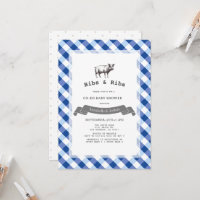 Bibs & Ribs Rustic Navy Gingham Co-Ed Babyparty