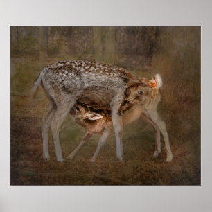 Biche et Faon, Affiche de photo allaitement