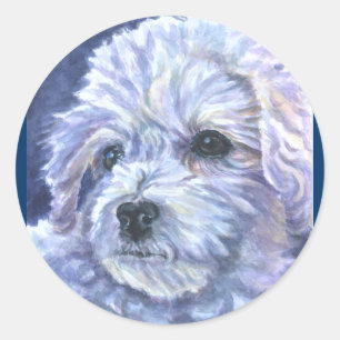 Bichon-Aufkleber Runder Aufkleber