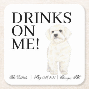 Bichon, Bolognese, Havanese, Malteser Hochzeit Rechteckiger Pappuntersetzer