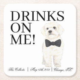 Bichon, Bolognese, Havanese, Malteser Hochzeit Rechteckiger Pappuntersetzer