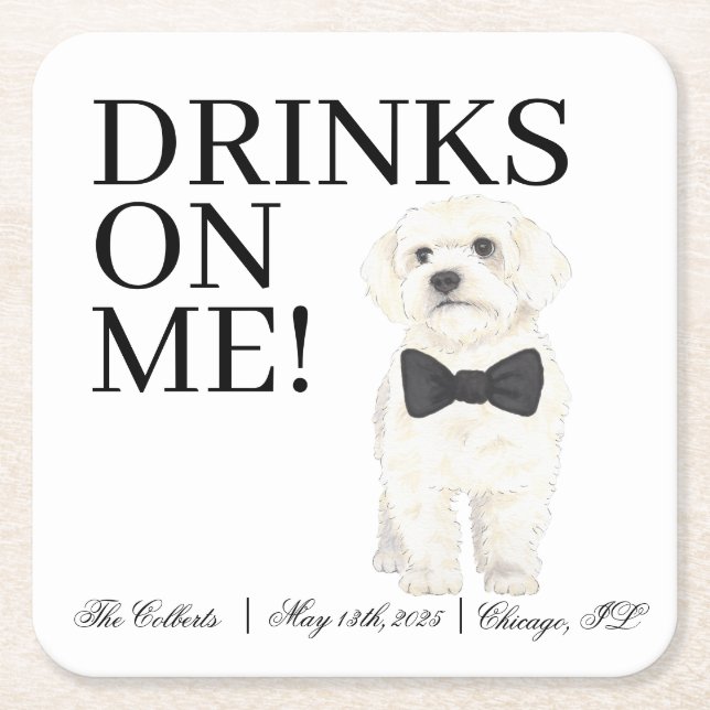 Bichon, Bolognese, Havanese, Malteser Hochzeit Rechteckiger Pappuntersetzer (Vorderseite)