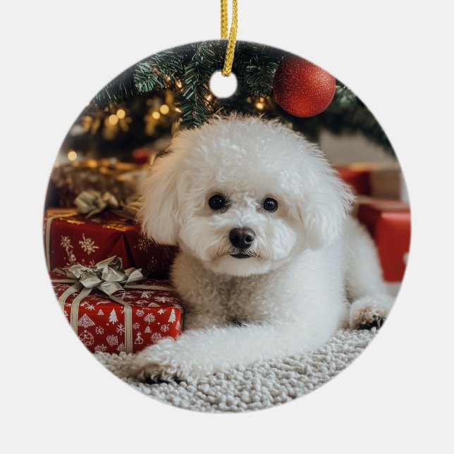 Bichon Christmas Keramik Ornament (Vorne)