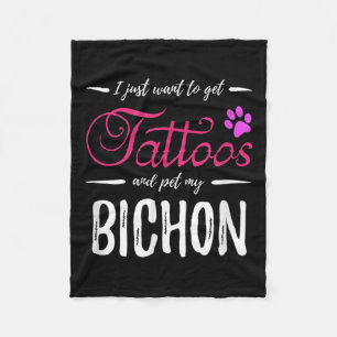 Bichon Dog Lover Tattoo Funny Dog Mama Geschenk Id Fleecedecke
