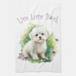 Bichon Dog Mama Floral Geschirrtuch