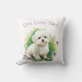 Bichon Dog Mama Floral Kissen