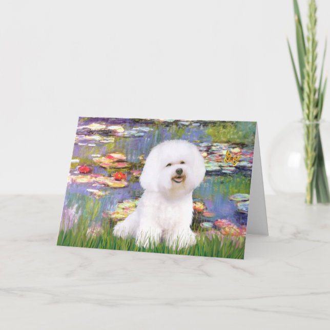 Bichon Frise 1 - Lilies 2 Karte (Vorderseite)
