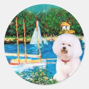 Bichon Frise 1 - Segelboote 1 Runder Aufkleber