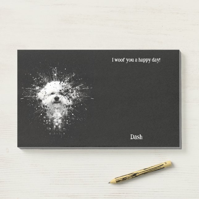 Bichon Frise Abstrakt Art Dog Name Post-it Klebezettel (Auf Schreibtisch)