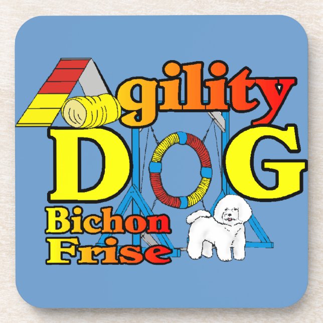 Bichon Frise Agility Getränkeuntersetzer (Vorderseite)