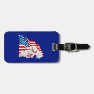 Bichon Frise Amerikanische Flagge Gepäckanhänger