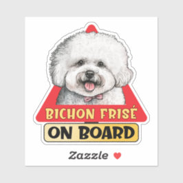 Bichon Frise an Bord Funny Dog Red Traffic Sign Aufkleber