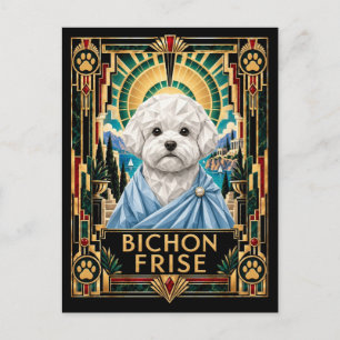 Bichon Frise, Art Deco Hund Postkarte