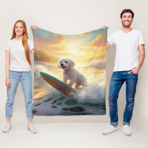 Bichon Frise Beach Surfmalerei Fleecedecke