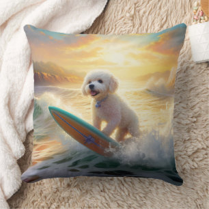 Bichon Frise Beach Surfmalerei Kissen