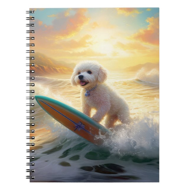 Bichon Frise Beach Surfmalerei Notizblock (Vorderseite)