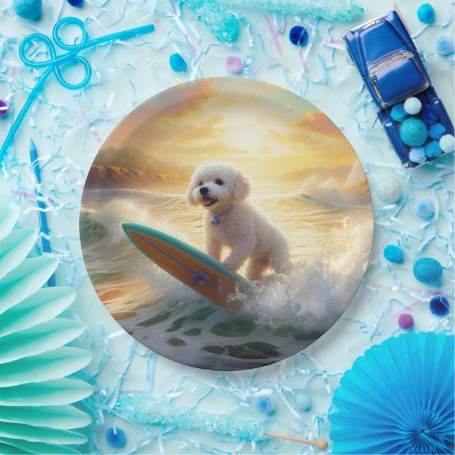 Bichon Frise Beach Surfmalerei Pappteller (Party)