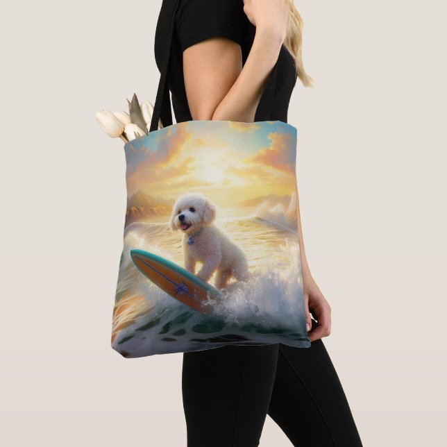 Bichon Frise Beach Surfmalerei Tasche (Von Nahem)