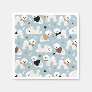 Bichon Frise Bones and Paws Blue Napkins Serviette