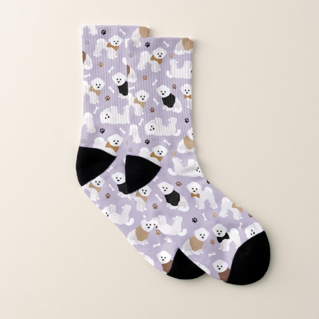 Bichon Frise Bones and Paws Purple Socken (Paar)