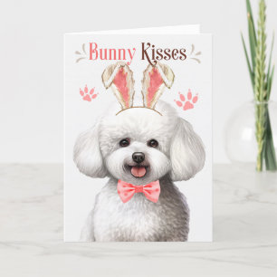 Bichon Frise Bunny Ears Pâques Carte de vacances
