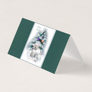 Bichon Frise carte de Noël pliée