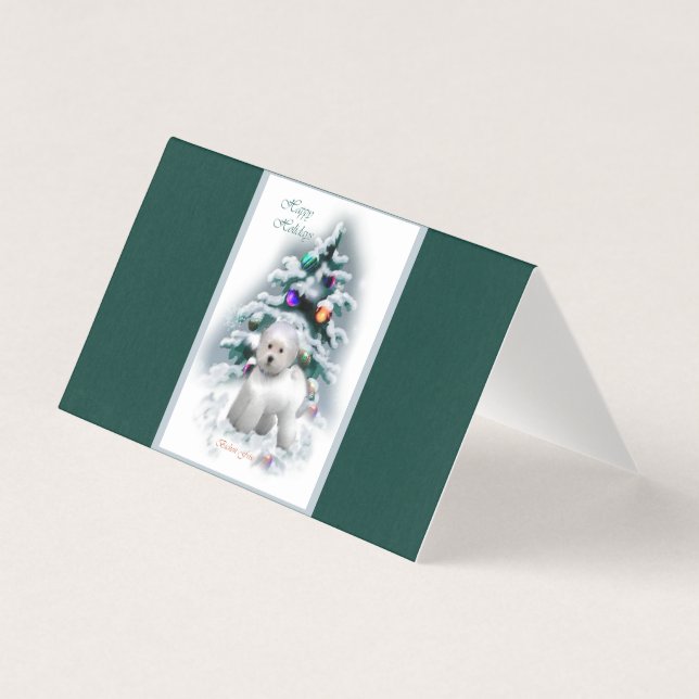 Bichon Frise carte de Noël pliée (Front)