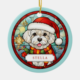 Bichon Frise Cercle en céramique ornement