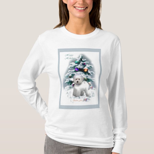 Bichon Frise Christmas Geschenke T-Shirt (Vorderseite)