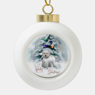 Bichon Frise Christmas Keramik Kugel-Ornament