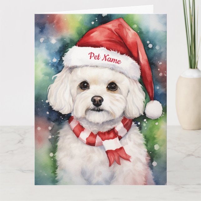 Bichon Frise Christmas Personalisiert Karte (Vorderseite)
