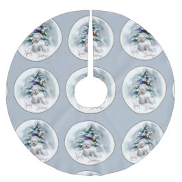 Bichon Frise Christmas Polyester Weihnachtsbaumdecke