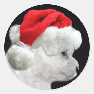 Bichon Frise Christmas Runder Aufkleber