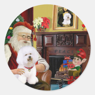 Bichon Frise des Weihnachtsmanns (#1) Runder Aufkleber