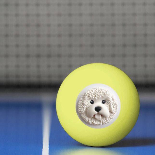 Bichon Frise Dog 3D Inspiriert Tischtennisball (Netto)