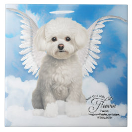 Bichon Frise Dog Angel Custom Pet Memorial Fliese