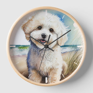 Bichon Frise Dog Art Malerei Uhr