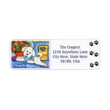 Bichon Frise Dog Art Retour Adresse Étiquettes