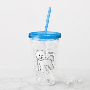 Bichon frise dog Cartoon Illustration Acryltrinkbecher