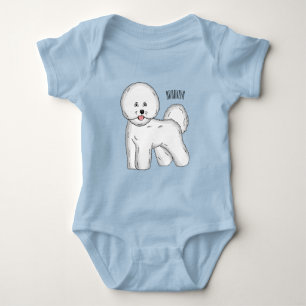 Bichon frise dog Cartoon Illustration Baby Strampler