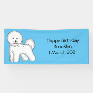 Bichon frise dog Cartoon Illustration Banner