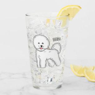 Bichon frise dog Cartoon Illustration Glas