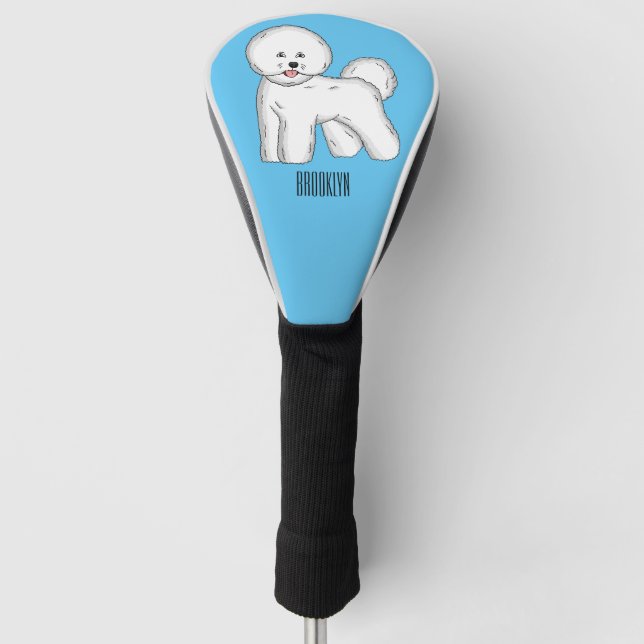 Bichon frise dog Cartoon Illustration Golf Headcover (Vorderseite)